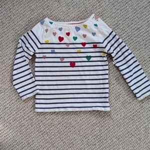 Mini Boden Multicolor Heart and Stripe Long Sleeve Tee